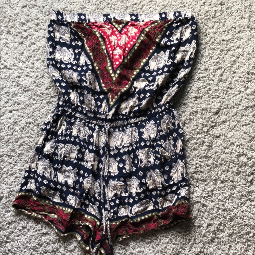 Angie Tube Top Romper w Elephant pattern